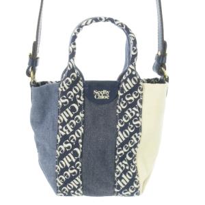 ショルダーバッグ 2way ミニトートバッグ キャンバス レザー ロゴ 総柄 紺 ネイビー /AO15