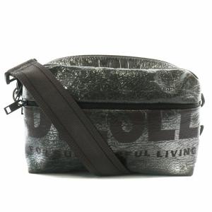 ショルダーバッグ PVC レザー Wファスナー ロゴ シルバー色 /XZ GY18