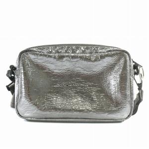 DIESEL ショルダーバッグ PVC レザー Wファスナー ロゴ シルバー色 /XZ GY18