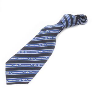 ネクタイ ナロー シルク 絹 サテン ベルト柄 チェーン柄 ストライプ 青 ブルー /CK28 GY18