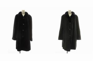 銀サガ ファーコート アウター 毛皮 シェアードミンク 絹 シルク リバーシブル ミドル 肩パッド F