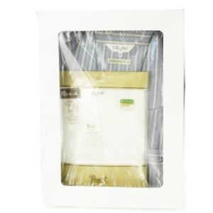 2点セット ルームウェア パジャマ 肌着 インナー コットン 長袖 ストライプ MA L 青 ブルー 白