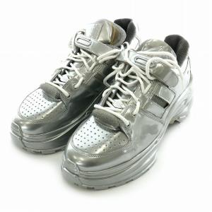 ロートップ レトロ スニーカー メタリック 43 シルバーカラー