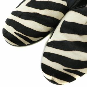 GIUSEPPE ZANOTTI スリッポン ローファー ハラコ レザー ラウンドトゥ ゼブラ柄 アニマル柄 シルバー金具 43 28cm