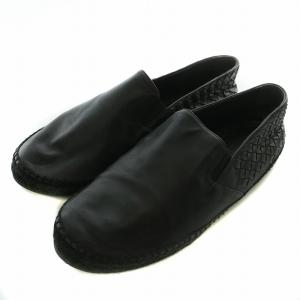 スリッポン レザー エスパドリーユ イントレチャート 43 ブラック