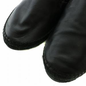 BOTTEGA VENETA スリッポン レザー エスパドリーユ イントレチャート 43 ブラック