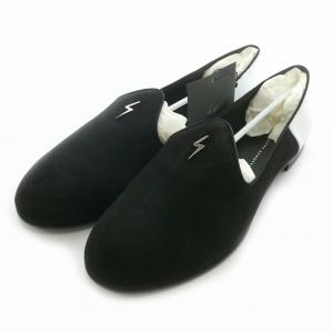 G-FLASH ローファー スリッポン スエード レザーシューズ シボ革 43 27.0 黒 ブラック