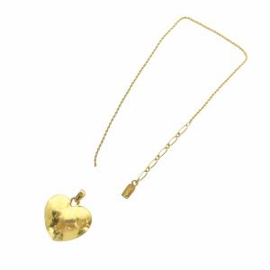 YVES SAINT LAURENT ヴィンテージ ネックレス アクセサリー ペンダント ハート ロゴ ゴールドカラー 金色 GY18 /MQ