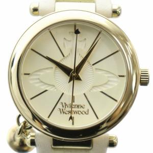 腕時計 クォーツ オーブ 黒文字盤 レザーベルト ゴールド色 ホワイト VV006WHWH