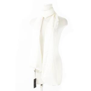 Ermenegildo Zegna スカーフ ストール シルク 絹 サテン ジャカード チェック ドット 総柄 白 ホワイト /CK23 GY18