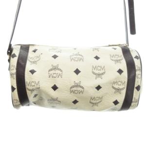 MCM ドラム型ショルダーバッグ ミニ レザー ロゴ 総柄 白 ホワイト /MN21 GY18