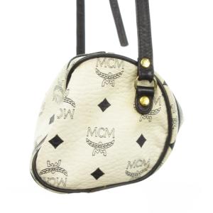 MCM ドラム型ショルダーバッグ ミニ レザー ロゴ 総柄 白 ホワイト /MN21 GY18