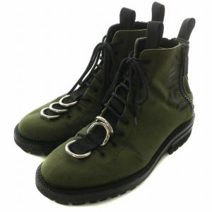 DSQUARED2 アンクルブーツ キャンバス サイドジップ リング シルバー金具 ロゴ 43 28cm カーキ /XZ GY17