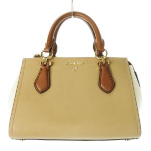 ハンドバッグ 2way ショルダーバッグ レザー 革 配色 バイカラー ロゴ 茶 ブラウン /CK15