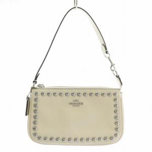 ノリータ 19 リベット ハンドバッグ ワンショルダー レザー スタッズ ロゴ シルバー金具 白 ホワイト