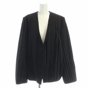 23AW ノーカラー ジャケット プリーツ ウール 36 ブラック RW232WB CEA
