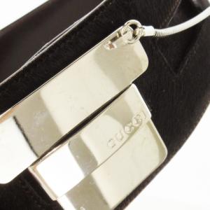 GUCCI ベルト サッシュ 幅太 レザー 革 ハラコ ロゴプレート 焦げ茶 ダークブラウン 037.0394.1106