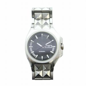 DIESEL 腕時計 ウォッチ クォーツ カレンダー付き 黒文字盤 ロゴ シルバー色 DZ-1079 GY11 /MQ