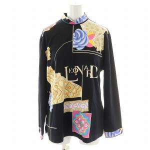 Tシャツ カットソー ロンT 長袖 花柄 ロゴ 総柄 L 黒 ブラック 黄 イエロー 青 ブルー マルチカラー