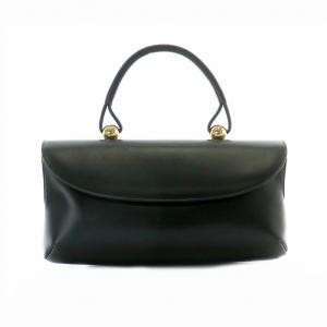 ロイヤルモデル 皇室御用達 ハンドバッグ パーティーバッグ レザー 皮革 金具 メタルパーツ 黒 ブラック