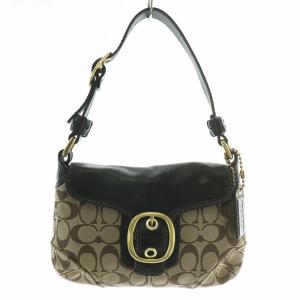 ハンドバッグ ワンショルダー シグネチャー ブラウン ブラック