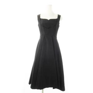 ロングワンピース ノースリーブ シャンタン生地 インナースカート付き M 黒 ブラック /CK2 GY17