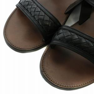 BOTTEGA VENETA サンダル レザー イントレチャート ストラップ 42 ブラウン ブラック