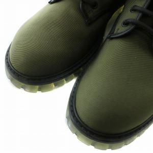 GIUSEPPE ZANOTTI ショートブーツ キャンバス レザー ラウンドトゥ サイドジップ ベルト レースアップ 43 28cm カーキ