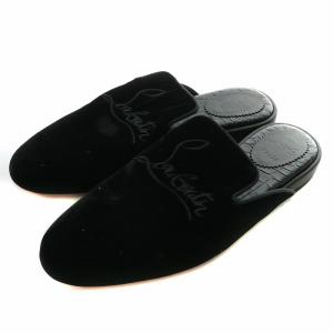 フラットサンダル ベロア 43 ブラック