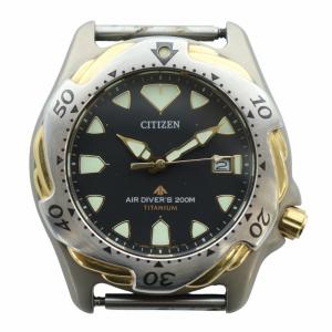 AIR DIVER‘S 腕時計 ウォッチ ケースのみ クォーツ カレンダー付き 黒文字盤 ロゴ シルバー色