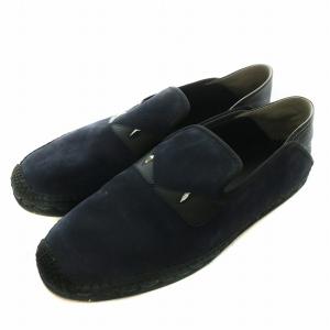 スリッポン ローファー スエード エスパドリーユ ラウンドトゥ モンスター 9 28cm 紺 ネイビー