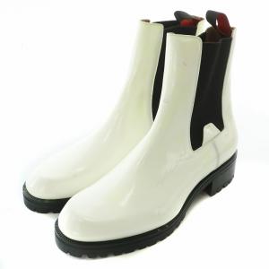 サイドゴアブーツ レザー ショート ラウンドトゥ 43 28cm 白 ホワイト 黒 ブラック /XZ GY17
