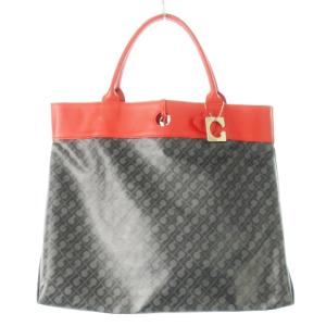 トートバッグ ハンドバッグ ソフティ PVC レザー 革 総柄 黒 ブラック 赤 レッド /CK5 GY18