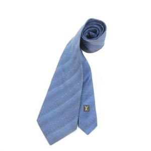 ネクタイ ワイドタイ シルク 絹 モノグラム ダミエ ストライプ ロゴ 総柄 青 ブルー /AH7 GY17