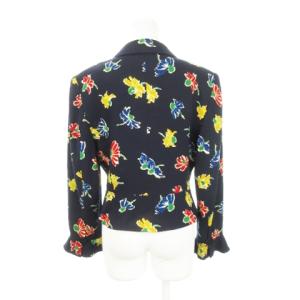 VALENTINO ヴィンテージ テーラードジャケット ラウンドラペル ショート丈 総裏地 袖口フレア 花柄 大きいサイズ