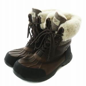 ムートンブーツ スノーブーツ レザー ボア ショート レースアップ ビブラムソール US10 28cm