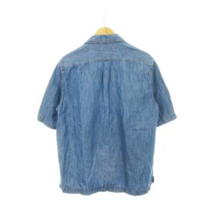 DIESEL デニムシャツ ダンガリー オープンカラー 半袖 リネン 麻混 XL 青 ブルー /AH3 GY17