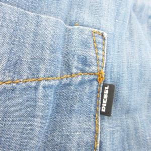 DIESEL デニムシャツ ダンガリー オープンカラー 半袖 リネン 麻混 XL 青 ブルー /AH3 GY17