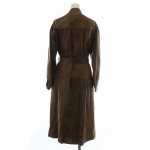 LOEWE ヴィンテージ ノーカラー レザー コート ブラウン