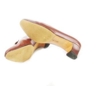Salvatore Ferragamo NAVARRA パンプス ローヒール スクエアトゥ レザー 革 ガンチーニ ロゴ 6 23.0cm 茶