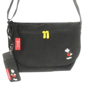 × ディズニー Disney ショルダーバッグ ナイロン ロゴ ミッキーマウス パスケース付き 黒 ブラック