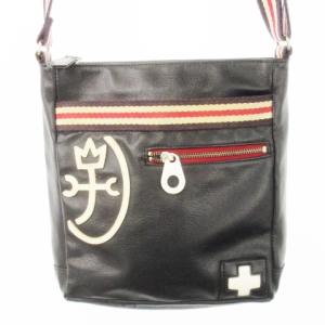 ショルダーバッグ レザー 革 ロゴ テープ 黒 ブラック /CK29 GY18