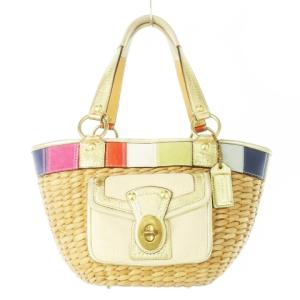 かごバッグ 天然素材 レザー 革 ハク マルチカラー ゴールドカラーベージュ 10748 /CK18 GY18