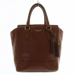 ハンドバッグ ショルダー 2WAY レザー タッセル ロゴ 茶色 ブラウン /XZ GY18