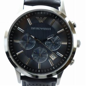 腕時計 ウォッチ クォーツ クロノグラフ デイト カレンダー付き 青文字盤 ロゴ シルバー色 AR-2473