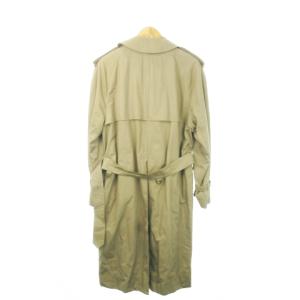 Aquascutum ヴィンテージ トレンチコート ロング ダブル コットン ベルト クラブチェック 緑 グリーン カーキ /MN10