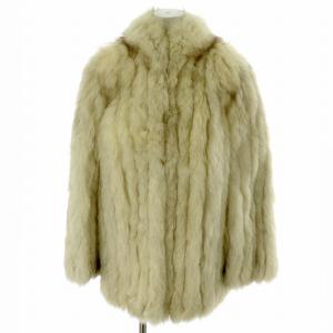 金サガ ファーコート ミドル ハーフ フォックス 毛皮 総裏地 白 ホワイト /MP GY11