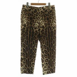 パンツ スラックス テーパード ヒョウ柄 レオパード 総柄 ジップフライ 42 M 茶色 ブラウン /XZ