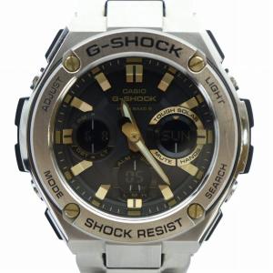 腕時計 ソーラー アナデジ デイト カレンダー付き 黒文字盤 シルバー色 GST-W110D