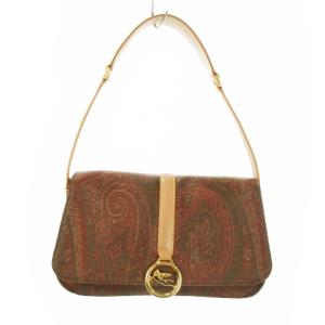 ハンドバッグ ミニ ワンハンドル レザー ゴールド金具 ロゴ ペイズリー柄 茶 ブラウン /MN20 GY17